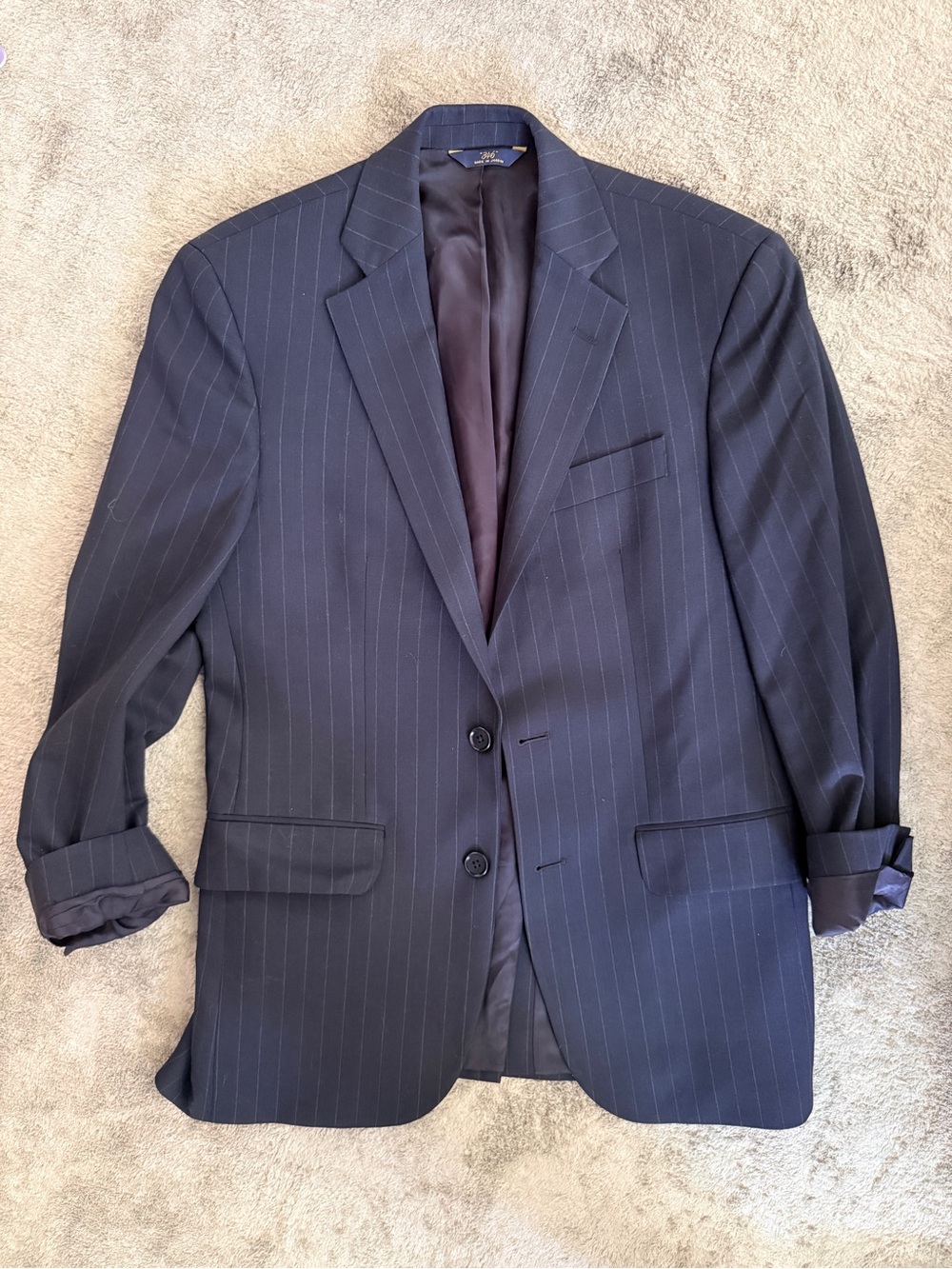 Men's Navy Pinstripe Two-Button Blazer